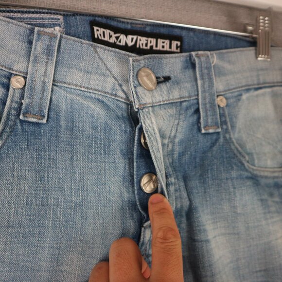 Rock & Republic Neil Straight cut Faded Vintage Y2K 2000s Denim Jeans - Picture 6 of 7